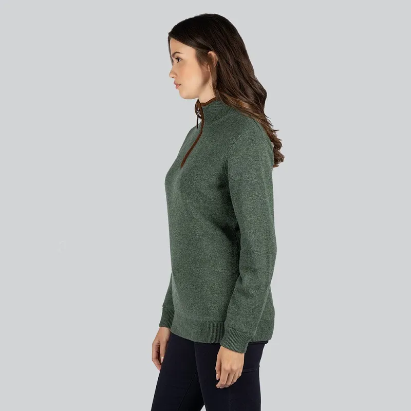 Schoffel Womens Lambswool Aerobloc 1/4 Zip Jumper Cedar Green-6